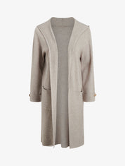 Gilet droit long à capuche - Taupe clair - 1