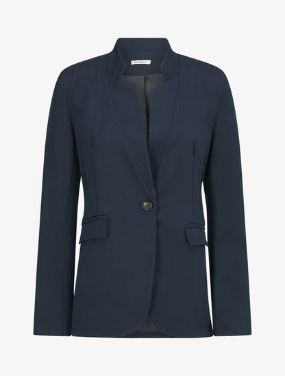 Veste longue à col cranté - Marine - 4