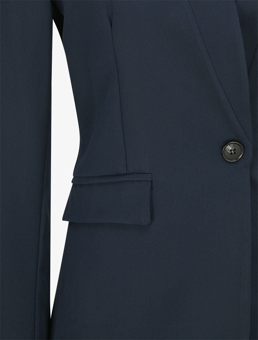 Veste longue à col cranté - Marine - 3