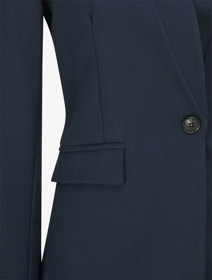 Veste longue à col cranté - Marine - 3