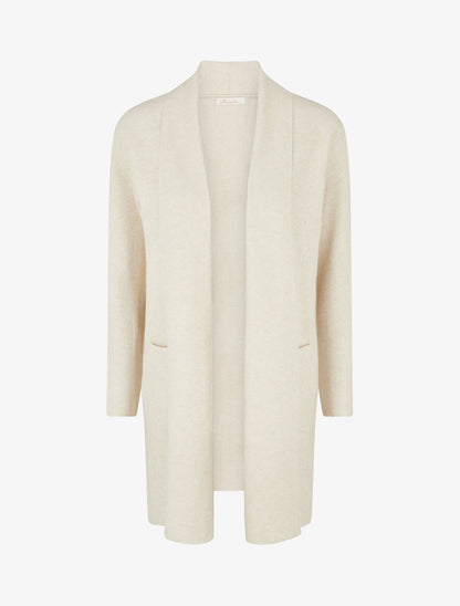Gilet droit long à col châle - Beige clair - 1