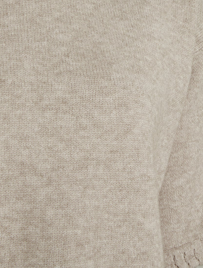 Pull uni en maille à col rond - Taupe - 3