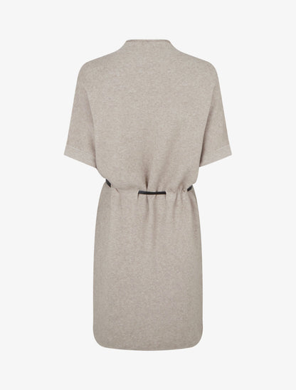 Robe pull droite à manches courtes - Taupe clair - 2