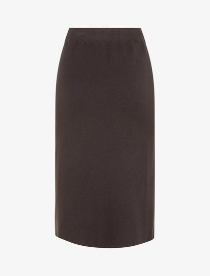 Jupe unie en maille asymétrique - Marron foncé - 2