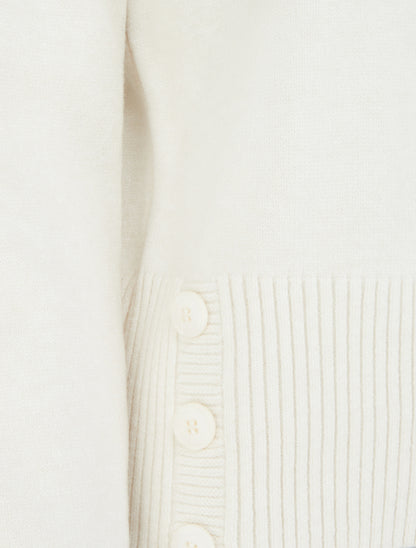 Pull uni à boutons décoratifs - Écru - 3