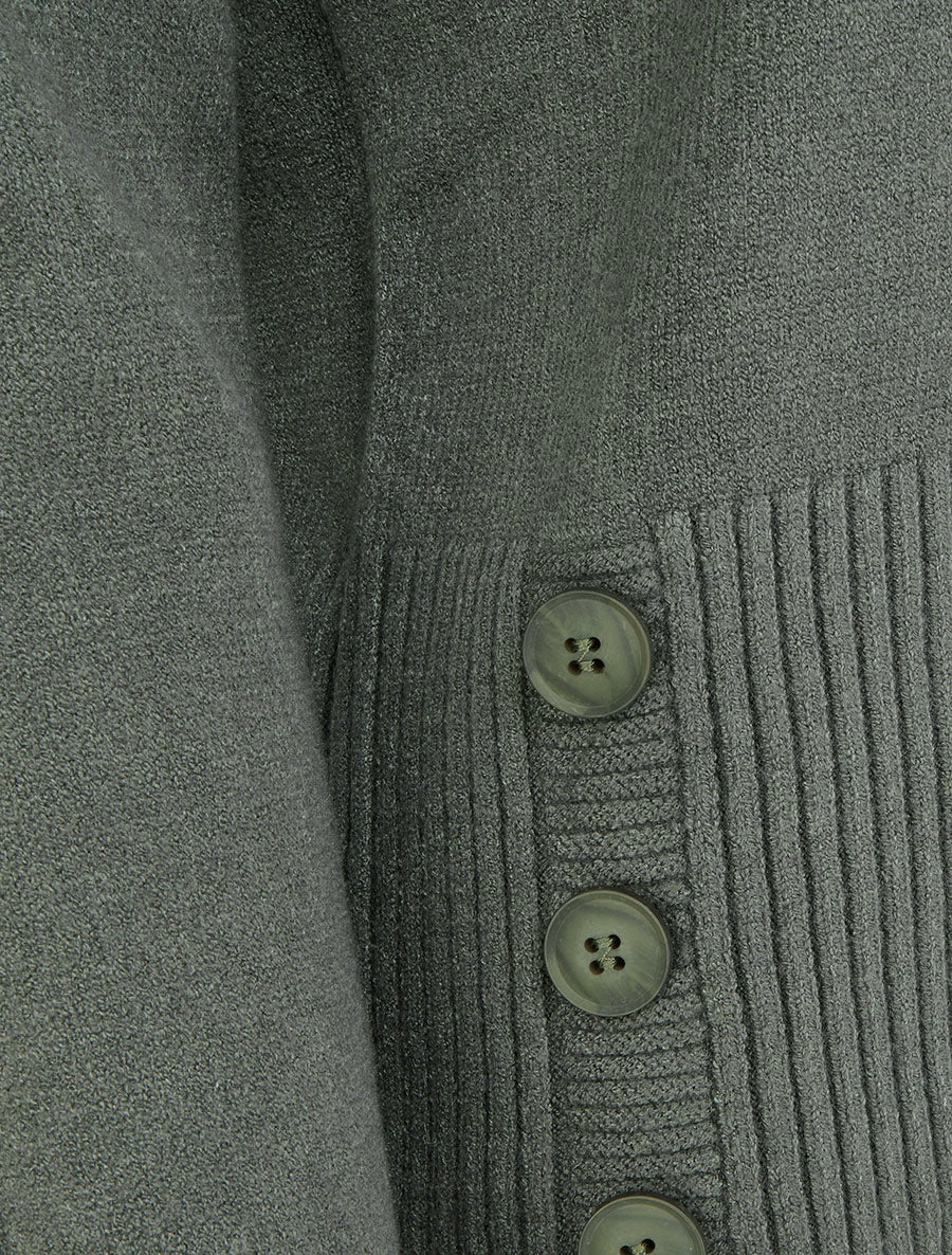 Pull uni à boutons décoratifs - Vert militaire - 3