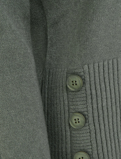 Pull uni à boutons décoratifs - Vert militaire - 3