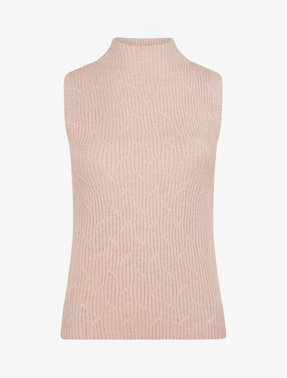 Débardeur en maille fantaisie à col montant - Rose - 1