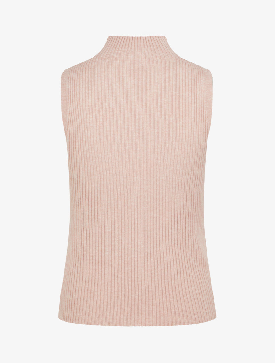 Débardeur en maille fantaisie à col montant - Rose - 2