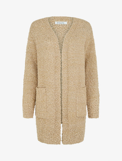 Gilet long uni à sequins - Beige - 1