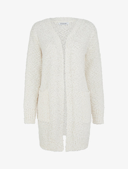 Gilet long uni à sequins - Blanc - 1