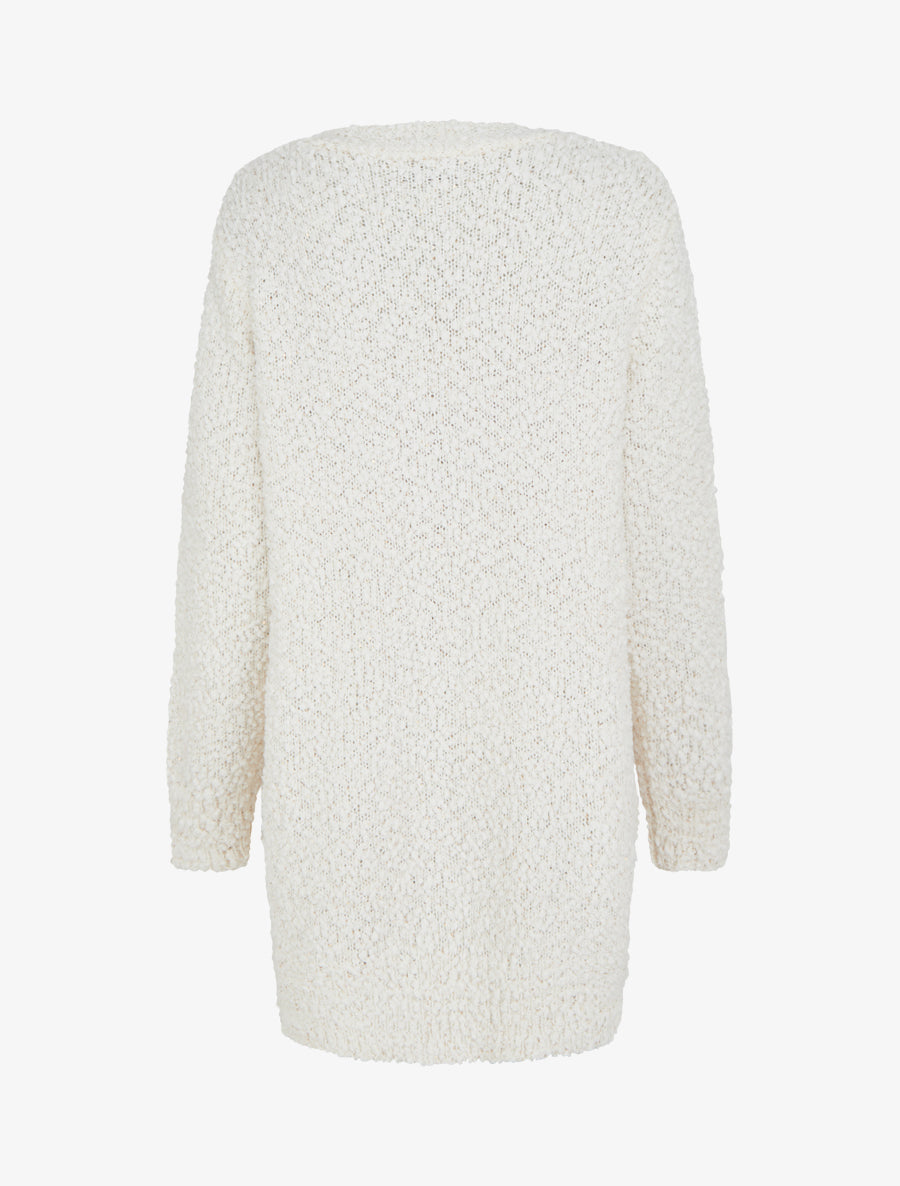 Gilet long uni à sequins - Blanc - 2