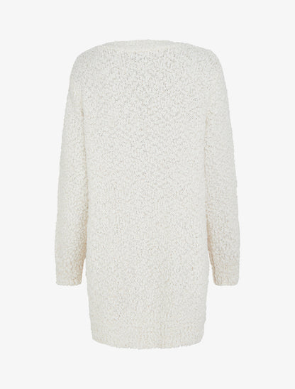 Gilet long uni à sequins - Blanc - 2