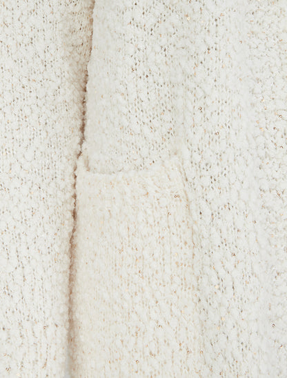 Gilet long uni à sequins - Blanc - 3
