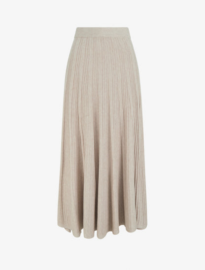 Jupe longue unie plissée - Beige - 1