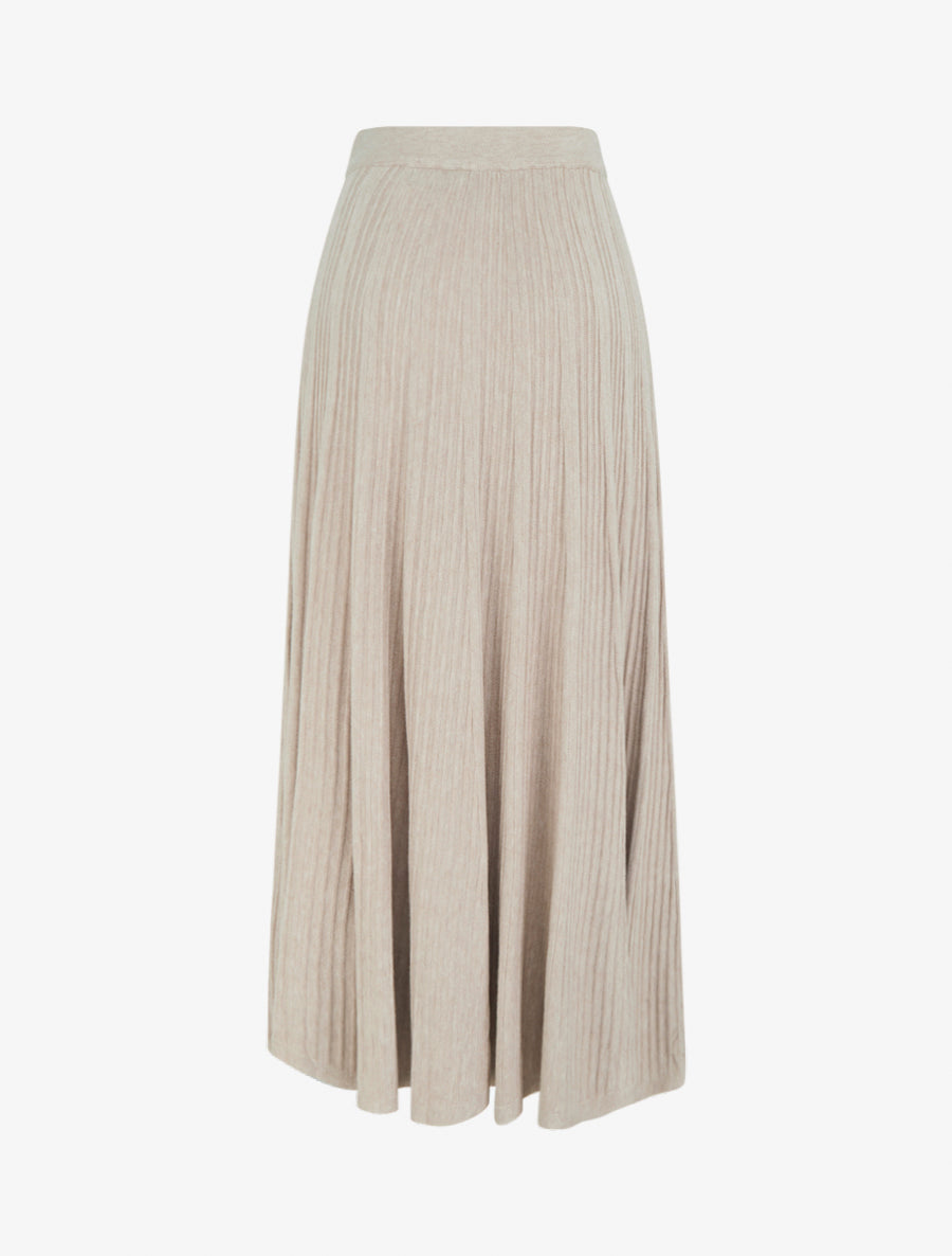 Jupe longue unie plissée - Beige - 2