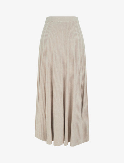 Jupe longue unie plissée - Beige - 2