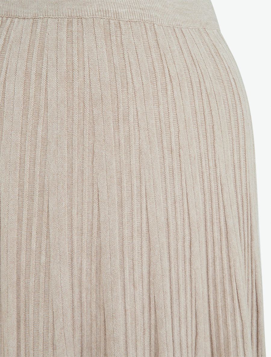 Jupe longue unie plissée - Beige - 3