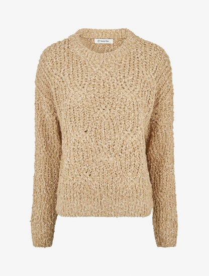Pull droit en maille épaisse - Camel - 1