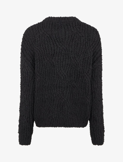 Pull droit en maille épaisse - Noir - 2