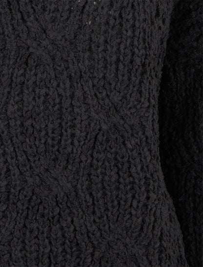 Pull droit en maille épaisse - Noir - 3