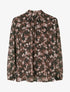 Blouse fluide imprimé feuilles à liens - Marron - 1