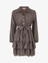 Robe courte volantée - Marron - 1