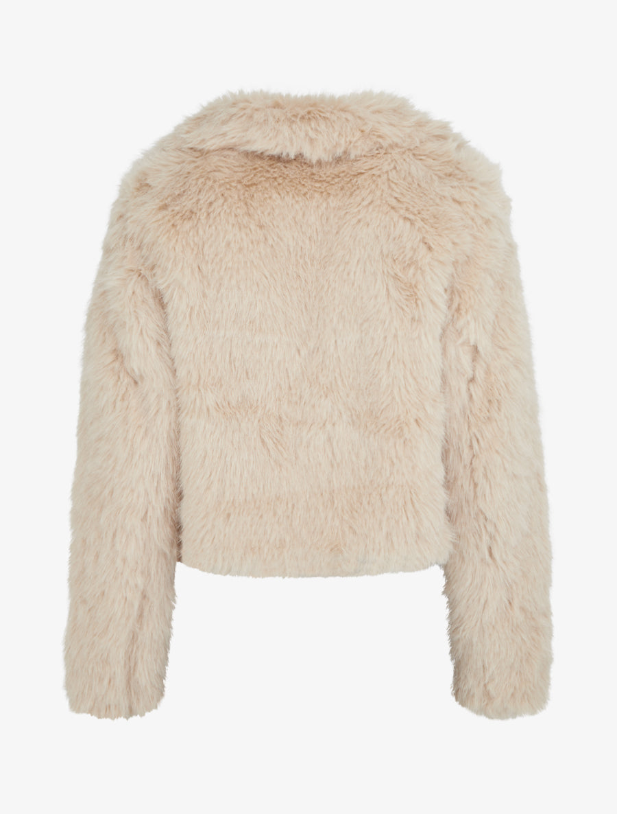 Blouson court à fourrure synthétique - Beige - 2