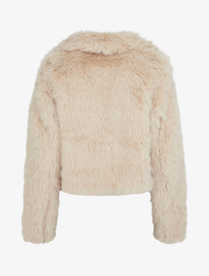 Blouson court à fourrure synthétique - Beige - 2