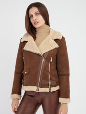 Bomberjacke mit Reißverschluss - Braun