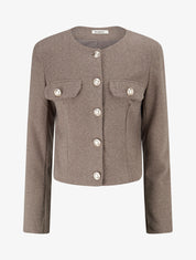 Veste en tweed coupe carrée - Taupe - 1