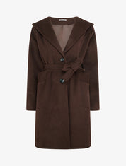 Manteau long à capuche - Marron - 1