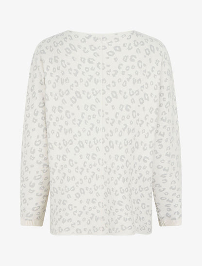 Pull imprimé léopard irisé - Écru - 2