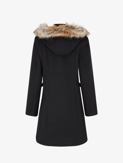 Manteau long à capuche et zip - Noir - 2
