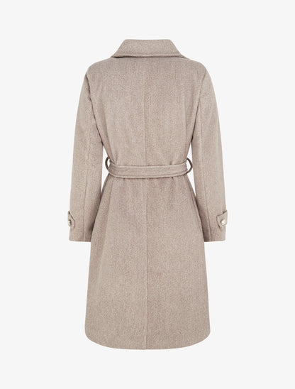 Manteau long uni à bouton décoratif - Taupe - 2