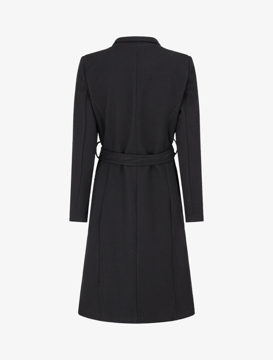 Manteau long cintré à boutons - Noir - 2