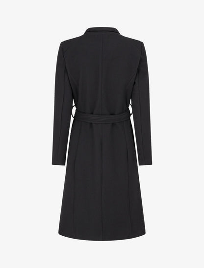 Manteau long cintré à boutons - Noir - 2