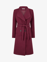 Taillierter langer Mantel mit Knöpfen - Bordeaux