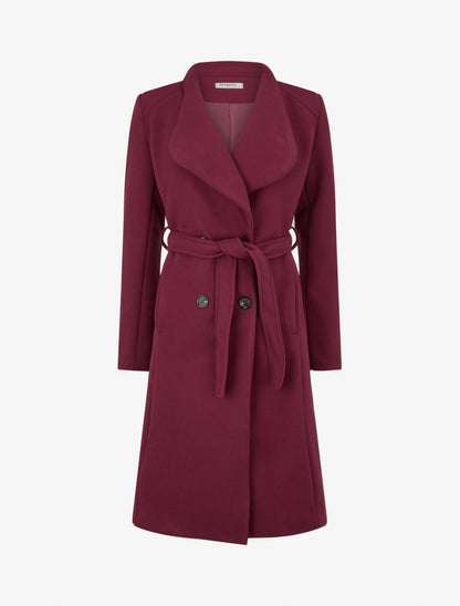 Taillierter langer Mantel mit Knöpfen - Bordeaux