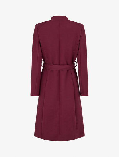 Taillierter langer Mantel mit Knöpfen - Bordeaux