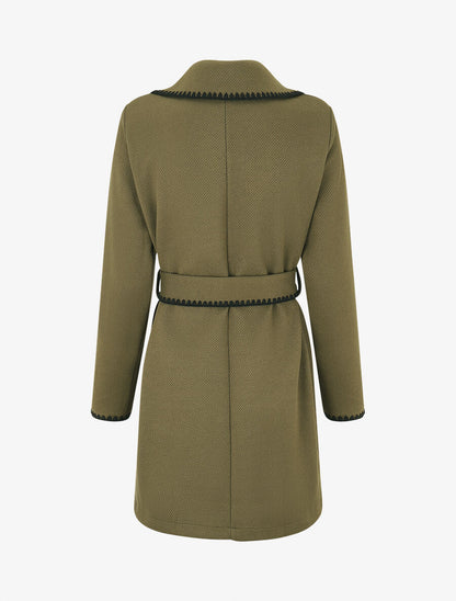 Gilet long à manches longues et détail brodé - Kaki - 2