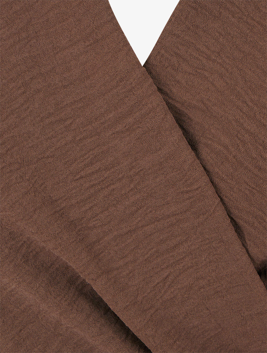 Einfarbige Wickelbluse mit Cache-Cœur-Kragen - Braun
