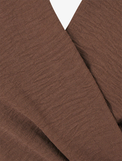 Einfarbige Wickelbluse mit Cache-Cœur-Kragen - Braun