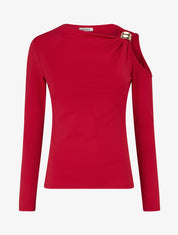 Top manche ajouré à empiècement bijou - Bordeaux - 1