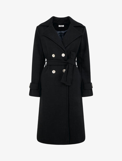 Manteau long croisé à boutons - Noir - 1