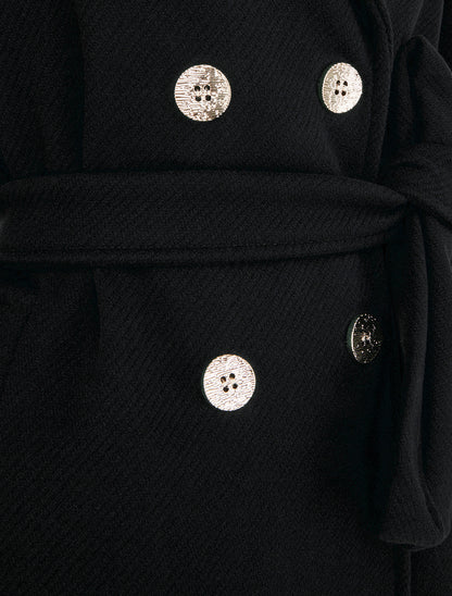 Manteau long croisé à boutons - Noir - 3