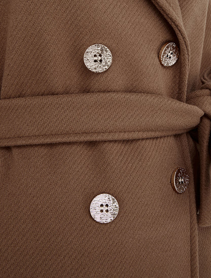 Manteau long croisé à boutons - Marron - 3