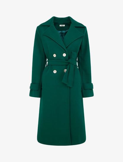 Manteau long croisé à boutons - Vert sapin - 1