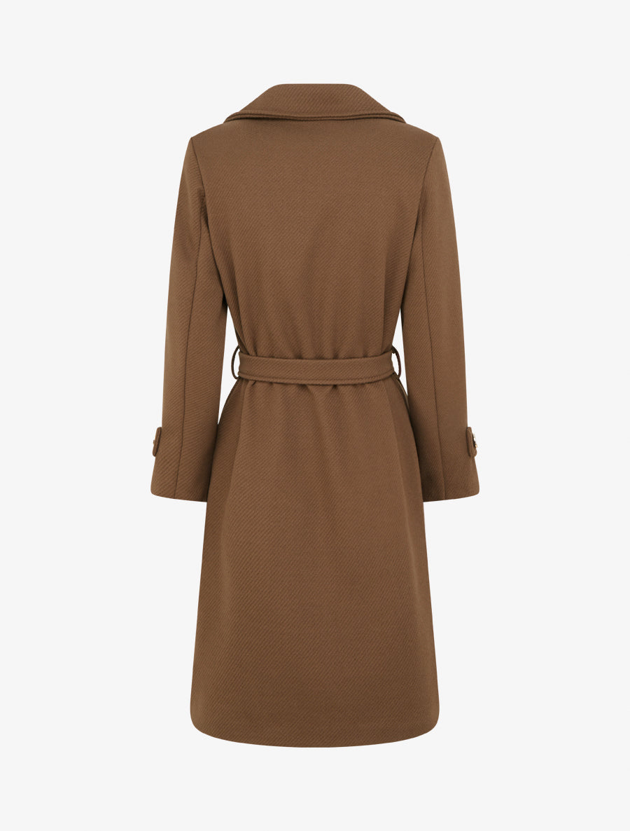 Manteau droit croisé à boutons - Marron - 2
