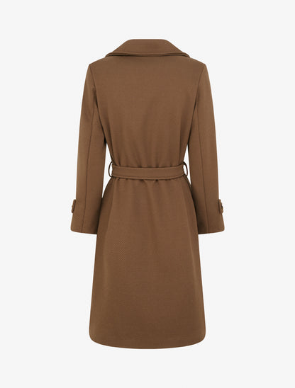 Manteau droit croisé à boutons - Marron - 2